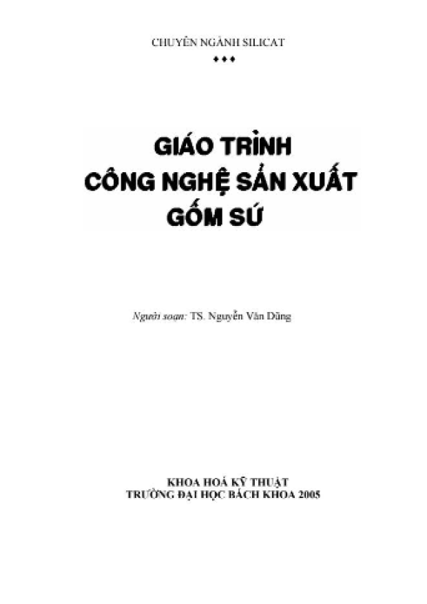 Giáo Trình Công Nghệ Sản Xuất Gốm Sứ – Tải sách truyện miễn phí eBooks PDF