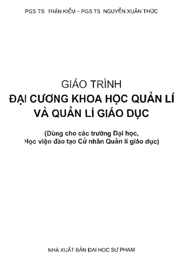 Giáo Trình Đại Cương Khoa Học Quản Lý và Quản Lý Giáo Dục – Tải sách miễn phí eBooks PDF