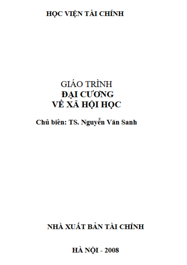 Giáo Trình Đại Cương Về Xã Hội Học – Tải sách miễn phí eBooks PDF