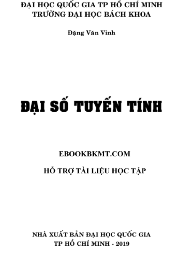 Giáo Trình Đại Số Tính Tuyến – Tải sách miễn phí eBooks PDF