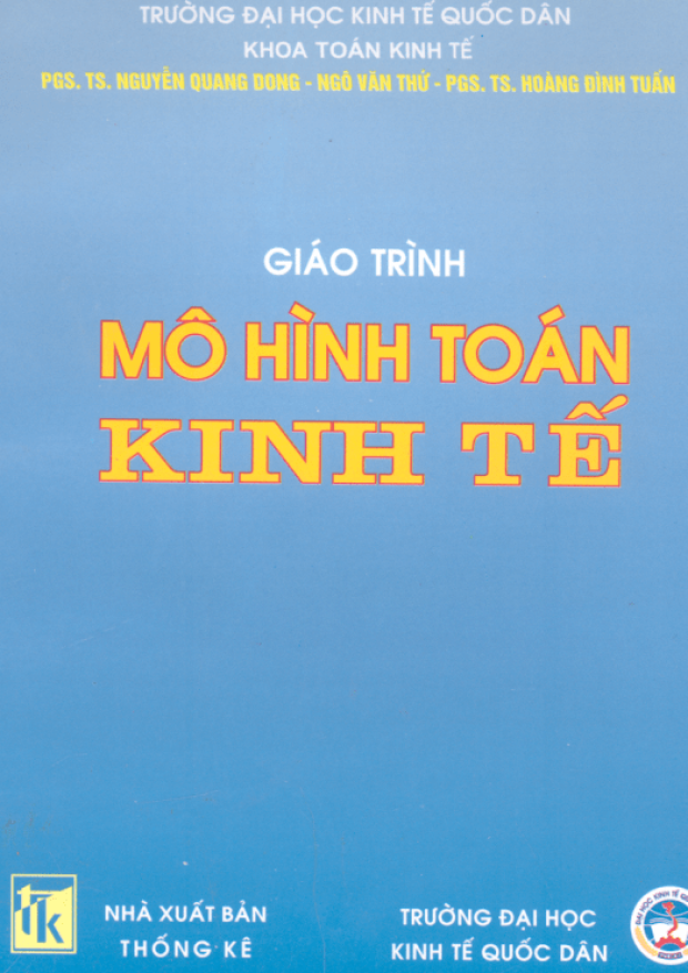 Giáo Trình Mô Hình Toán Kinh Tế – Tải sách miễn phí eBooks PDF
