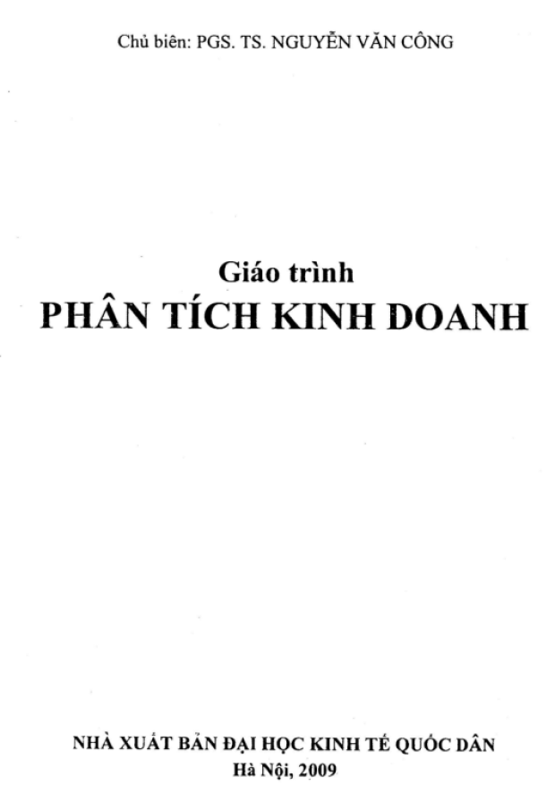 Giáo Trình Phân Tích Kinh Doanh – Tải sách miễn phí eBooks PDF