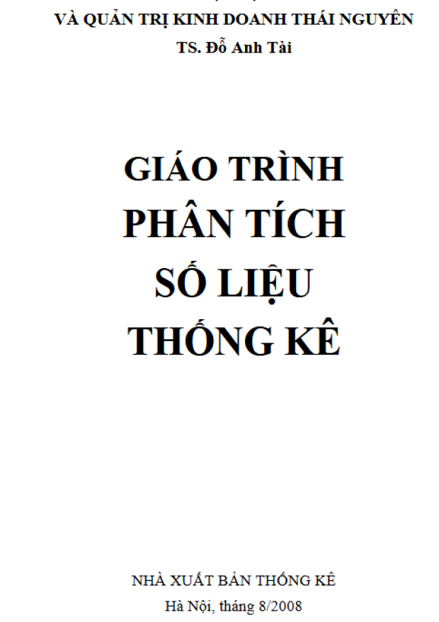 Giáo Trình Phân Tích Số Liệu Thống Kê – Tải sách miễn phí eBooks PDF